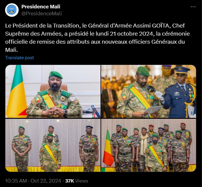 Des galonnés s’autocongratulent au Mali